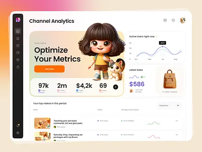 Ublocks – Video UI Components 3d 3d character black and white card chart clean design dashboard design gradients illustration minimal minimalism orange purple sidebar navigation slide ui ui design ux web design