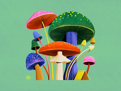 Mushrooms camping illustration mushroom tent texture vector