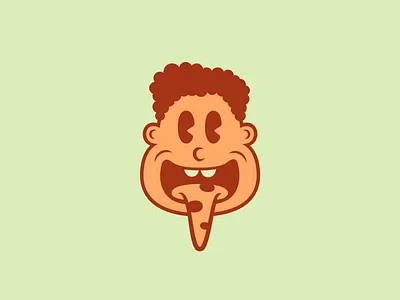 Retro Pizza Guy Logo Concept boy branding cartoon cartoonish cheese design fun funky guy hippie logo mascot modern pepperoni pizza playful retro slice style tongue