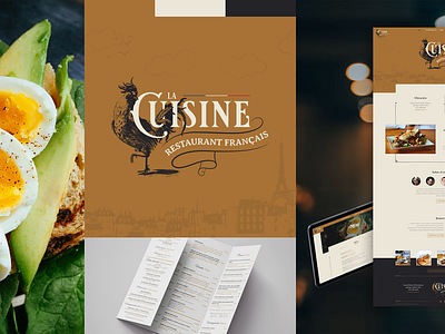 La Cuisine identity baguette branding cook design food france french graphic design identity illustrator kitchen landing page logo menu photoshop restaurant rooster vector web design