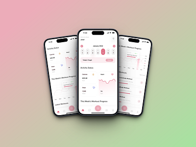 Homepage for a Fitness Application fitness fitness application gym pink tracking progress ui design ux workout