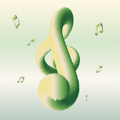 Realistic Furry Green Music notes 3d 3d gradient abstract blending branding cover design fluffy furry gradient graphic design green illustration logo musicnotes poster realistics shapes