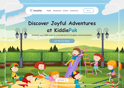 Kids Park Website UI children amusement park website children website ui kids amusement park hero section kids amusement park ui kids amusement park website kids park kids park ui ui design