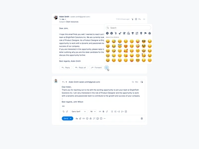 Emoji reactions for Email conversations 😀 communication enhancement conversation digital emoticons dmitry sergushkin email email expressiveness email service email update email view emoji emoji reactions gmail gmail reactions google google features message messaging emojis online messaging product designer user experience