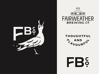 Fairweather Brewing Co. badge beer bird branding brewery brewing business company craft fairweather hamilton identity illustration lockup mascot monogram seagull type