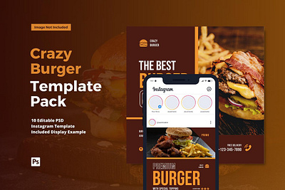 Crazy Burger Instagram Post beef burger fast food hamburger meal meat sandwich