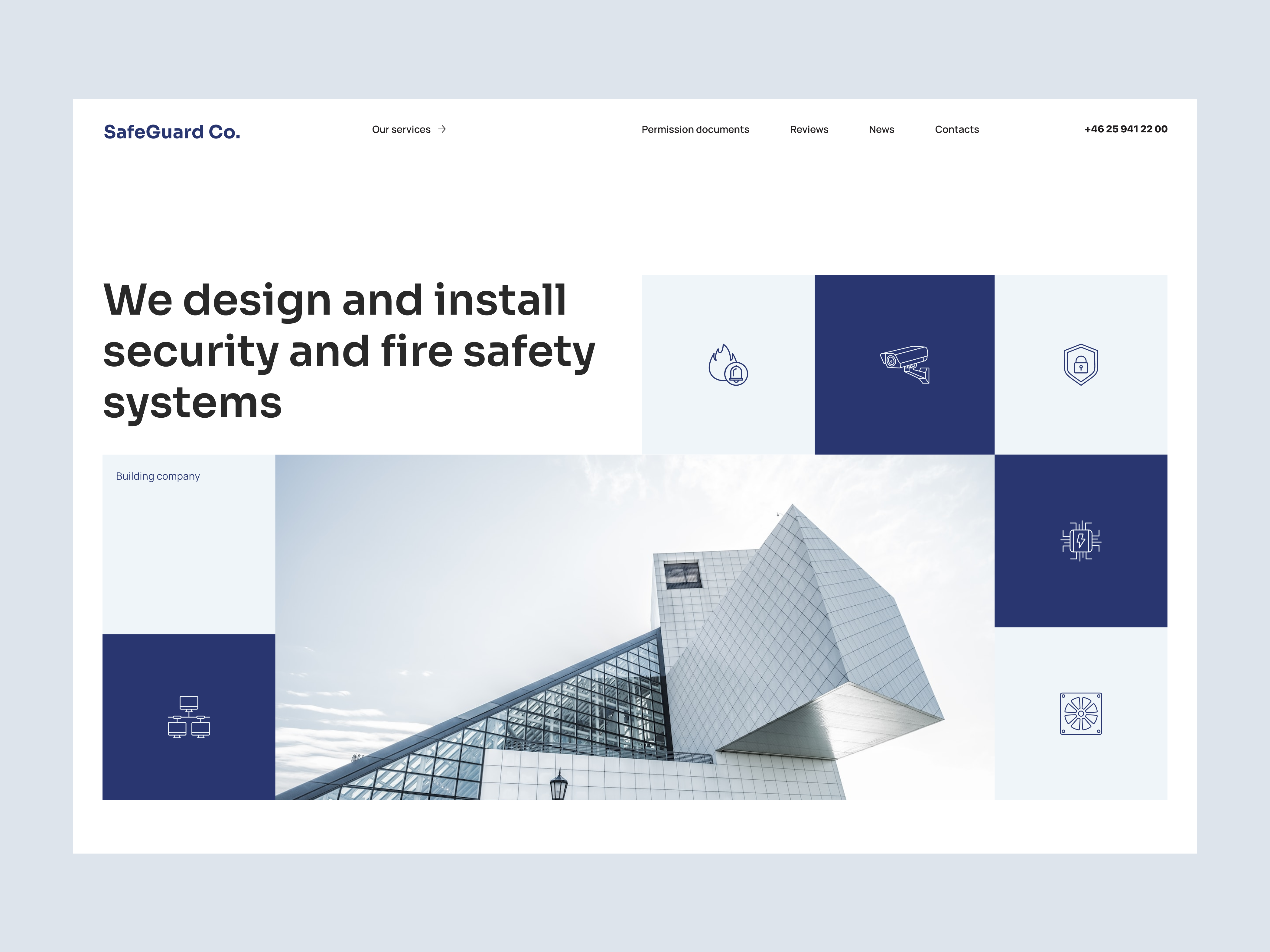 Web UI - Security and safety company building company design ui web website