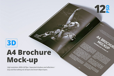 A4 Magazine Brochure Mock-up a4 a4 magazine brochure mock up bi fold booklet brochure catalog magazine mock up