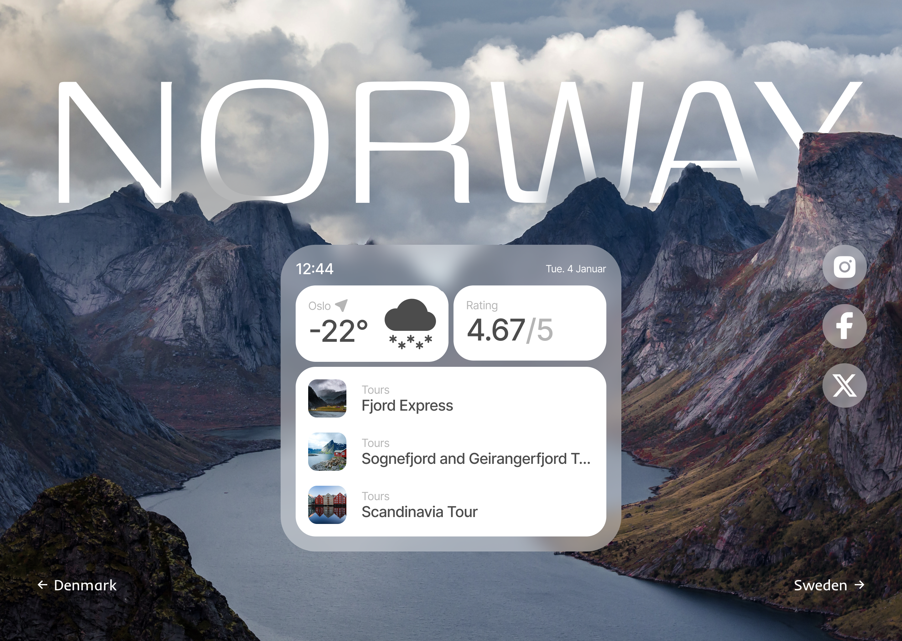 Travel Tour Landing Page 3d animation denmark design development figma hero screen motion mountain norway parallax sweden tour travel ui uxui