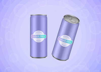 Mockup of a tin can. Soda, cocktail or juice aluminium beverage can drink illustration matte metal mockup packaging purple soda sugar free tin vector