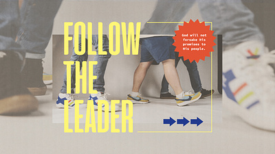 Follow The Leader Student Series church directions following god graphic design guiding people primary colors seeking sermon shoes students walking yellow youth