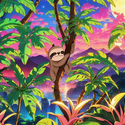 chill sloth 🌟 graphic design illustration procrate ipad procreate