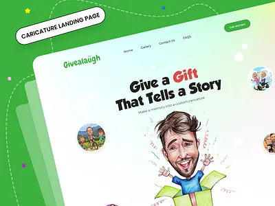 Caricature 3d caricature creative design gift gift landing page graphic design landing page logo minimal story ui uiux user interface web