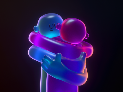 Hug 3d 3dillustration c4d character design eraser hug illustration love lovers modeling render vago3d