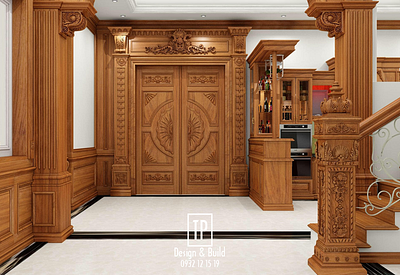 Cửa gỗ tân cổ điển design interior
