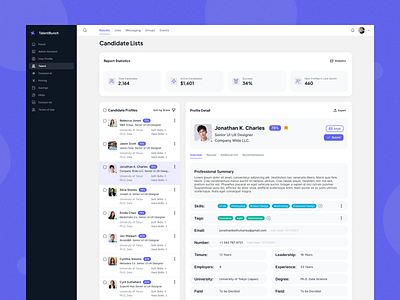 Talent Portal dashboard design findtalent onlineportal portal product uiux