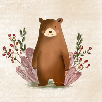 A gentle bear bear design graphic design green illustration ipad procreate