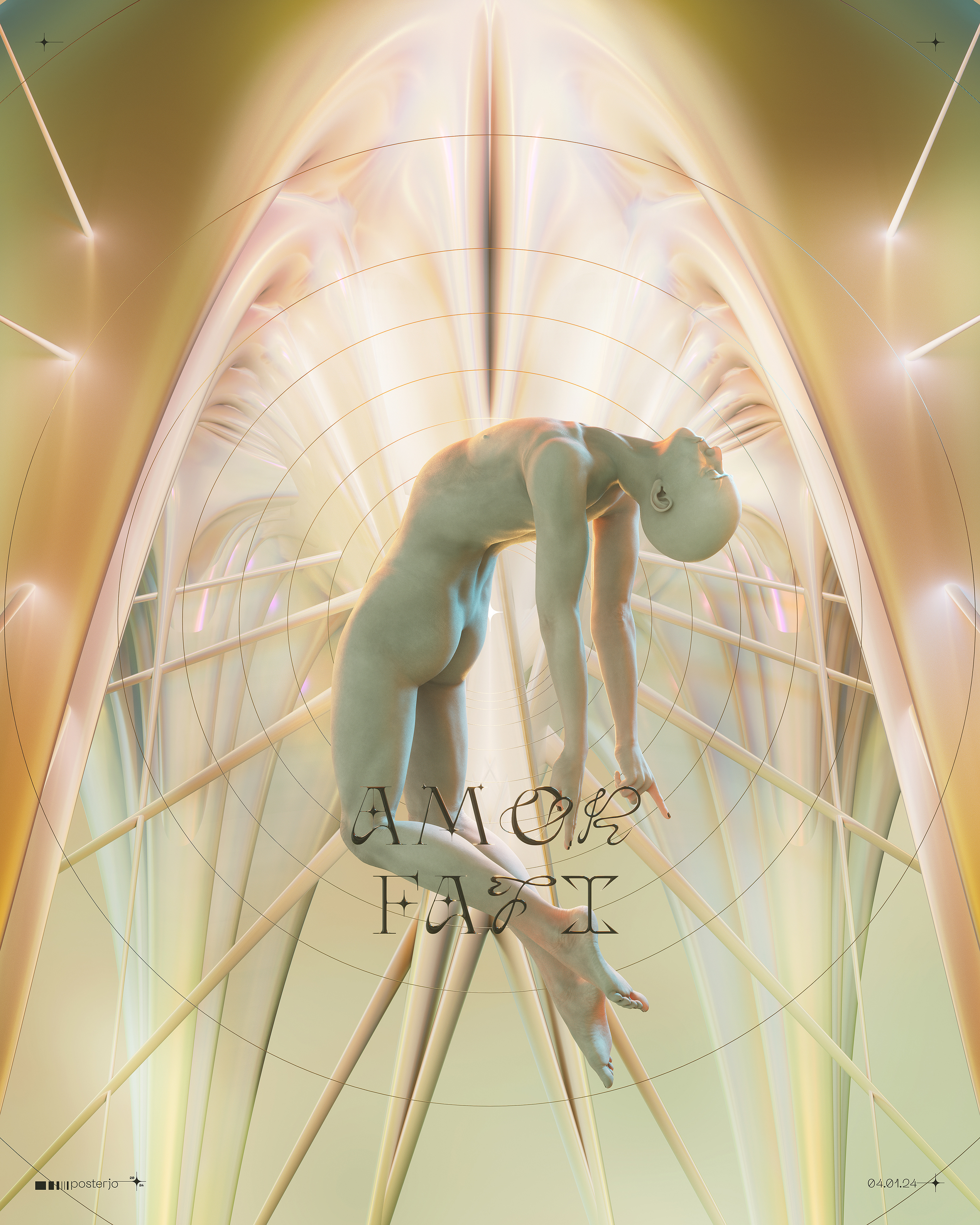 Amor fati - 04.01.24 3d 3d art amor fati artwork blender chrome type chrometype cinema4d joan sterjo joansterjo neue gothic octane posterjo