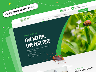 Pest control landing page business commericial corona environment green home cleanining landing page hygenic landing page pest control pest control landing page pest management pests ressidential safe service ui ux washroom cleaning web design website