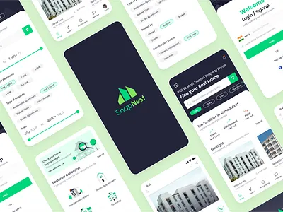 Invest in Real Estate with SnapNest adobe xd app design appdesign branding clean colors figma home home screen illustration logo mobile app modern design propertyapp realestate ui user interface design uxdesign
