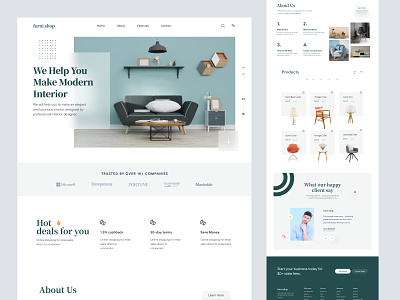 Furni.Shop - Furniture Shop Website Design design ecommerce homepage illustration interface landing landing page shopify shopify store ui web web design website wocommerce