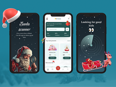Santa App Design app interaction christmas christmas design clean design illustration mobile new year santa secret sanda ui ui design ux design winter