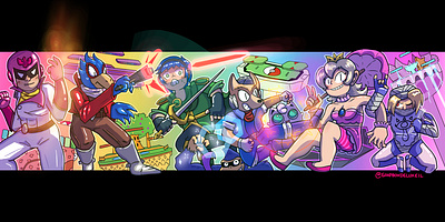 Super Smash Bros. Melee - Character Banner character design fan art illustration