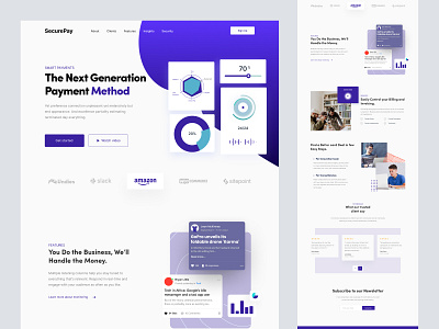 SecurePay - SaaS Company website design benefits content design feature grid hero homepage illustration interface landing landing page saas testimonials ui web web design website