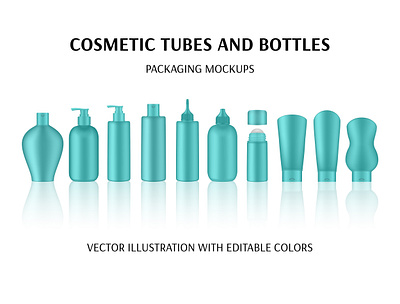 Cosmetic tubes and bottles bottle cosmetic cream deodorant dispenser gel green illustration lotion mockup packaging pump shampoo shower tube vector