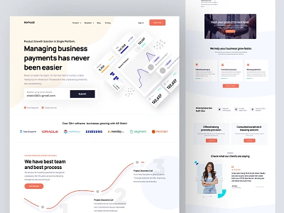 PayPulse - SaaS Company Website Design design feature features footer freebie header hero homepage how it works illustration interface landing landing page process saas testimonials ui web web design website