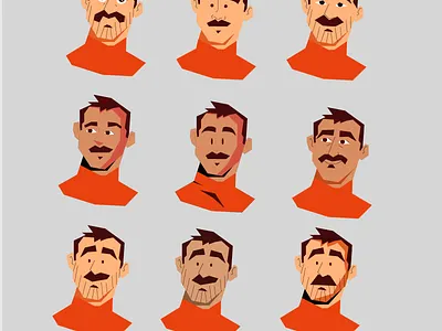Face exploration animation boy character face men motion graphics orange