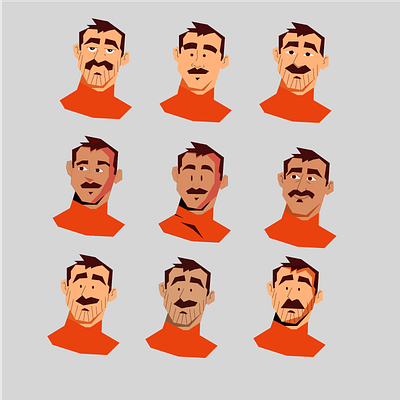 Face exploration animation boy character face men motion graphics orange