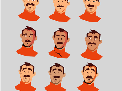 Face exploration animation boy character face men motion graphics orange