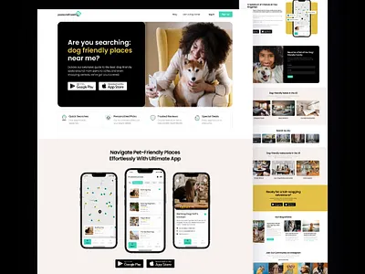 Website Design for Dog Lovers: Pawsometravelling App Interface dog dog app high coverting landing landing ui user experience user interface ux web webdesign