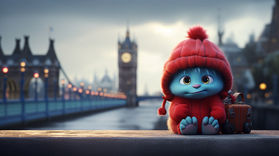 Wallpaper Little Monster in London illustration wallpaper