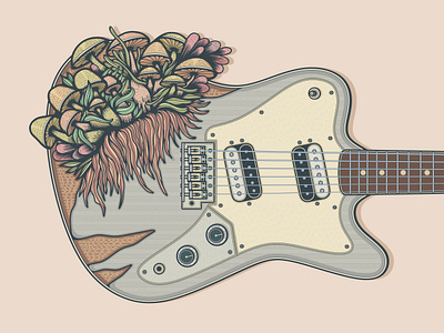 Fender Supersonic Relic affinity designer digital art electric guitar fender fender guitar fender supersonic guitar guitarist guitars illustration mushroom music musician relic guitar retro supersonic vector vector illustration