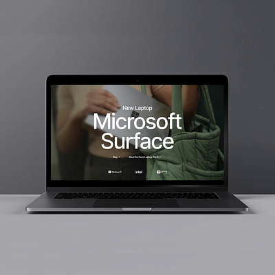 Microsoft Surface after effects animation branding digital design font inter hero landing page laptop logo microsoft surface motion graphics redesign ui ui ux visual design web design