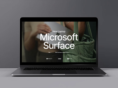 Microsoft Surface after effects animation branding digital design font inter hero landing page laptop logo microsoft surface motion graphics redesign ui ui ux visual design web design