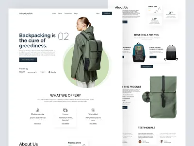 AdventurePak - Shopify Website Design backpack bags design ecommerce hero homepage illustration interface landing landing page landingpage product shopify store ui web web design website woocommerce