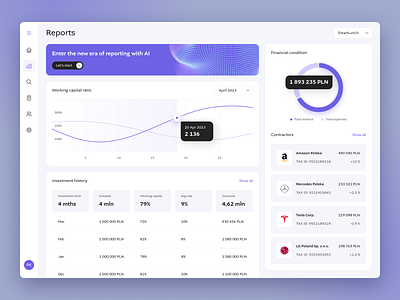 Internal financial reports generating platform for organization admin panel chart clean clear dashboard finance graph investments minimal panel trading ui