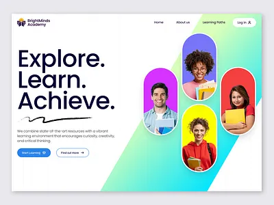 BrightMinds Academy - Educational Website academy bold clean colorful colourful education explore gradient learning paper school teaching ui web design website