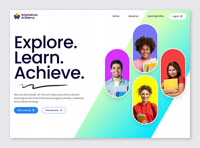 BrightMinds Academy - Educational Website academy bold clean colorful colourful education explore gradient learning paper school teaching ui web design website