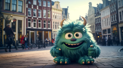 Wallpaper Little Monster in Amsterdam illustration wallpaper