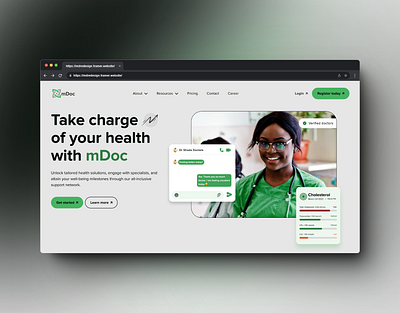 mDoc (Landing Page Redesign) framer health landing page ui uiux ux web design website