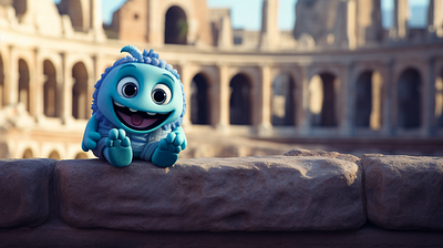 Wallpaper Little Monster in Rome illustration wallpaper