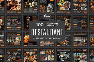 Restaurant Black Template 3d animation branding canva bundle canva pack canva templates design food and beverage food and drink foodie business graphic design illustration instagram feed instagram post logo motion graphics restaurant ui ux vector