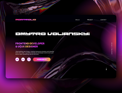 Portfolio for friend? 3d contact css graphic design lending pink portfolio program ui web web design