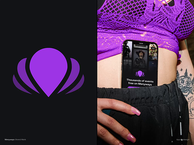 Manyways | Brand Mark brand brand mark branding dark mode events logo mobile app pin violet