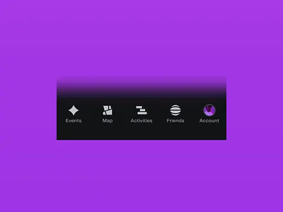 Manyways | Bottom Navigation animation bottom bar bottom navigation custom icons dark mode depth effect events gradient mobile app navigation pp telegraf ui utility