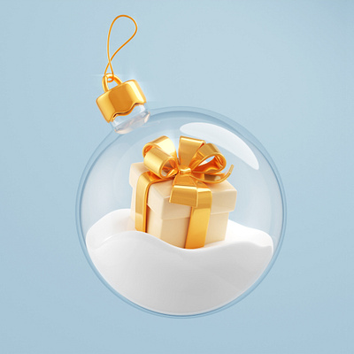 Merry Christmas and Happy New Year 3d 3drender christmas christmasball gift giftbox golden newyear present